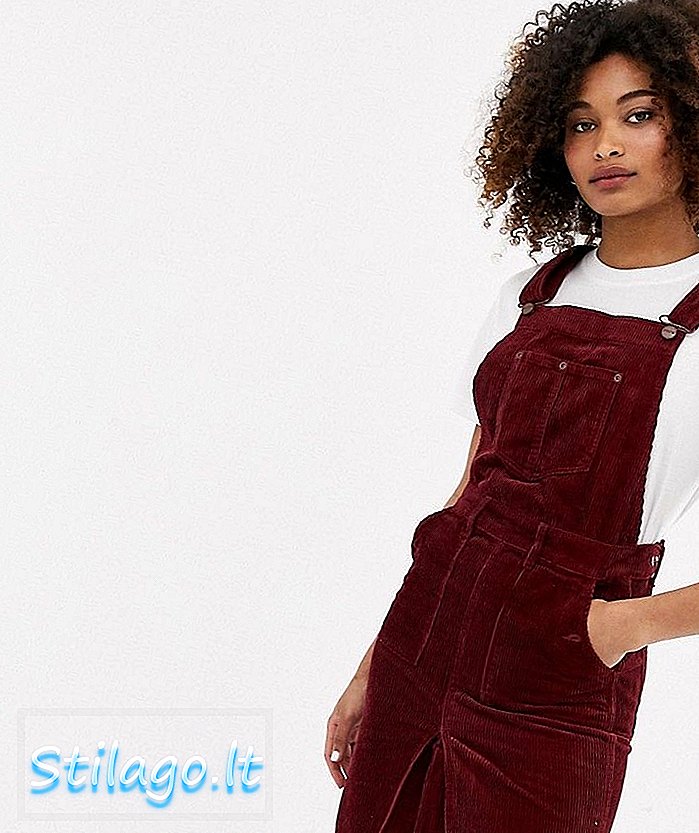 Pepe Jeans Shirley corduroy dungaree dress-Red