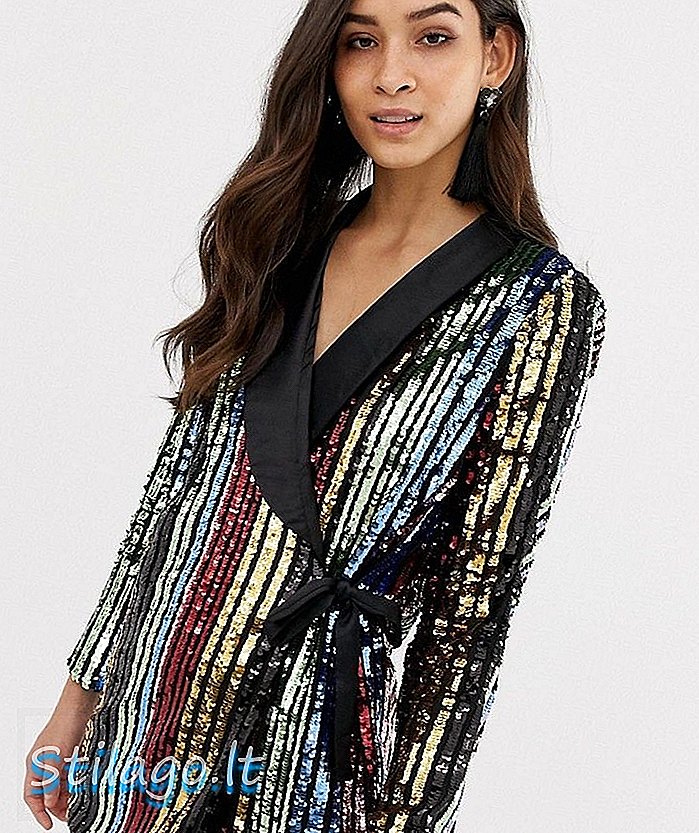 Forever Unique stripe sequin blazer dress-Multi