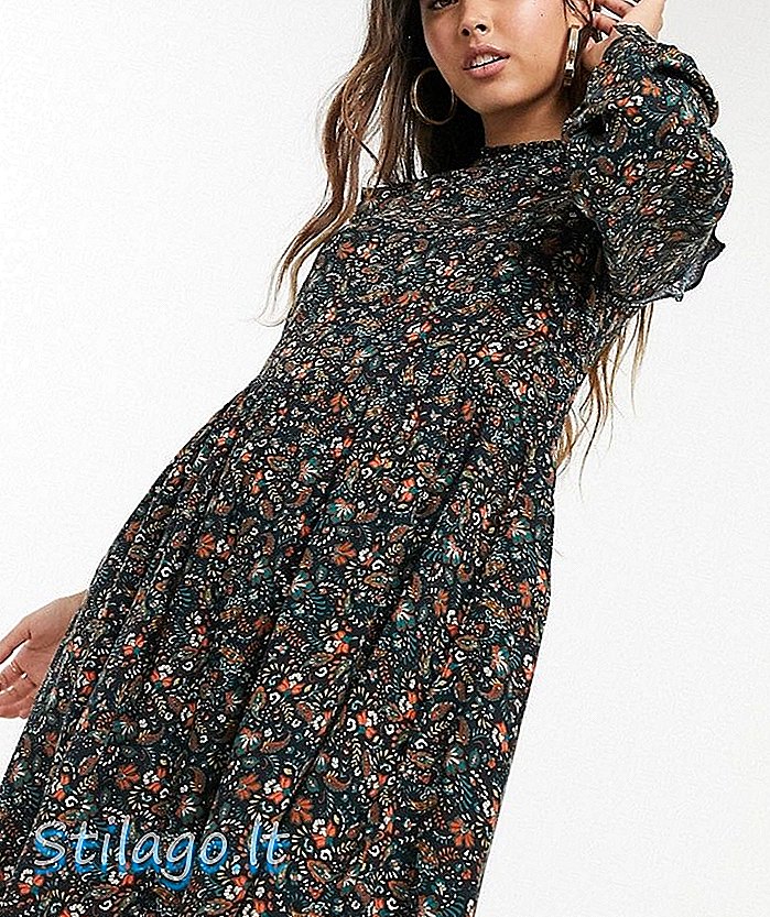 Skladišna haljina u ljuljačkoj cvjetnom printu ditsy-Multi