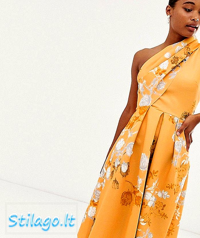 ASOS DESIGN флорална рокля на бала midi рокля-оранжева