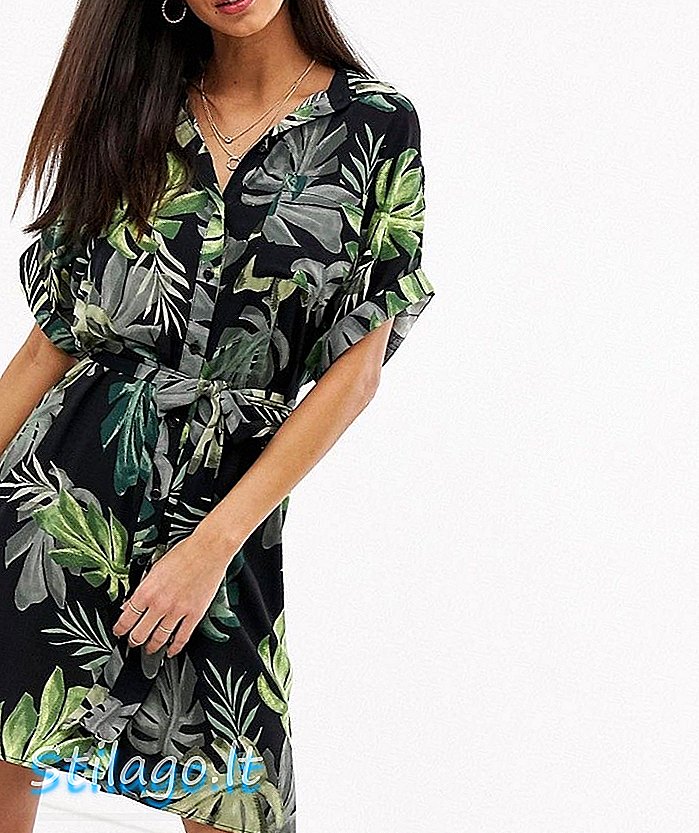 River Island gömlek elbise tropikal baskı-Yeşil