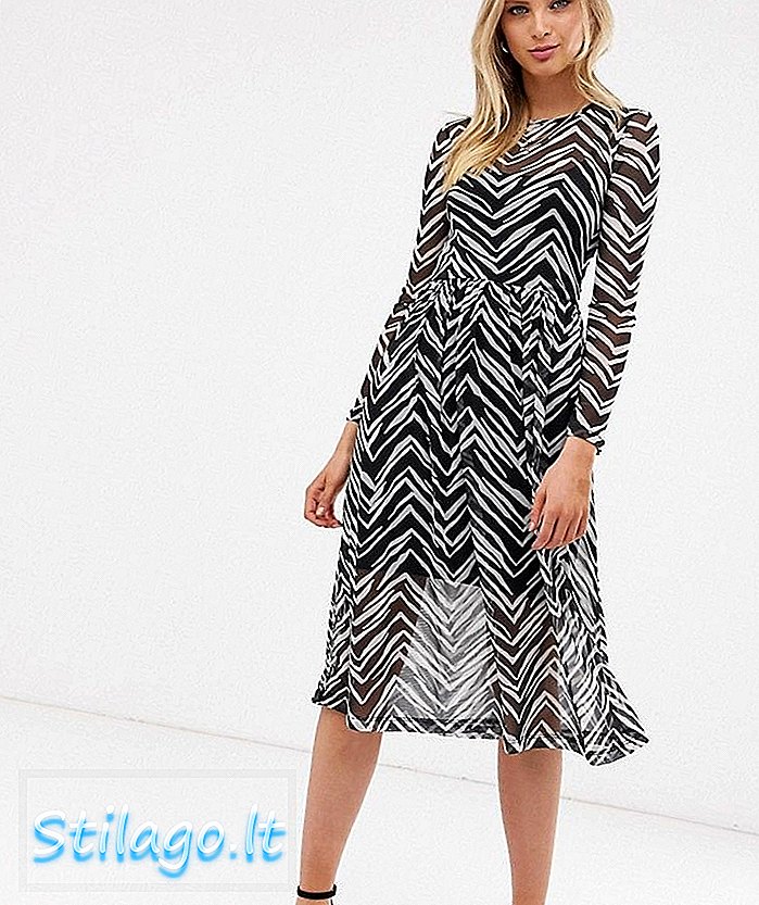 River Island - Robe midi en résille à imprimé mono - Multi