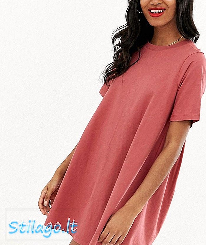 स्मोक बॅक-पिंकसह एएसओएस डिझाईन मिनी टी-शर्ट ड्रेस
