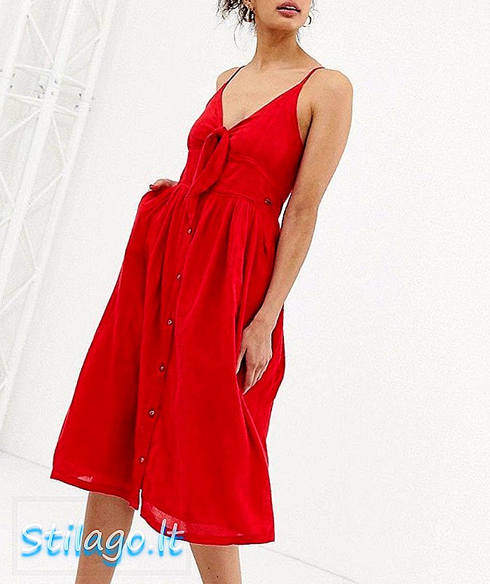 सुपरड्री टाई फ्रंट ड्रेस-रेड