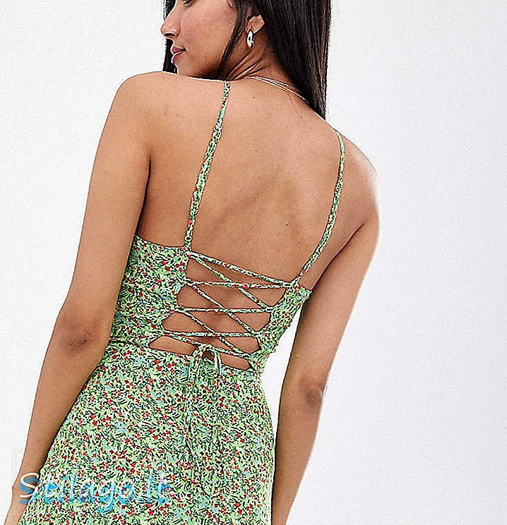 Fashion Union Tall mini dress with high halter neck in ditsy floral-Green