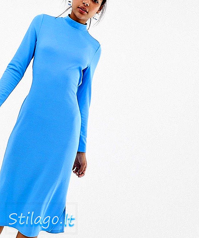 नॉइज़ मे टाईट डिटेल ड्रेस-ब्लू