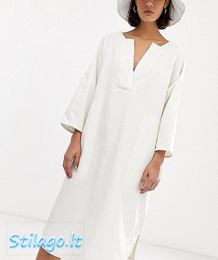 „Savaitės dienos“ perdirbto leidimo džinsinio audinio suknelė balta