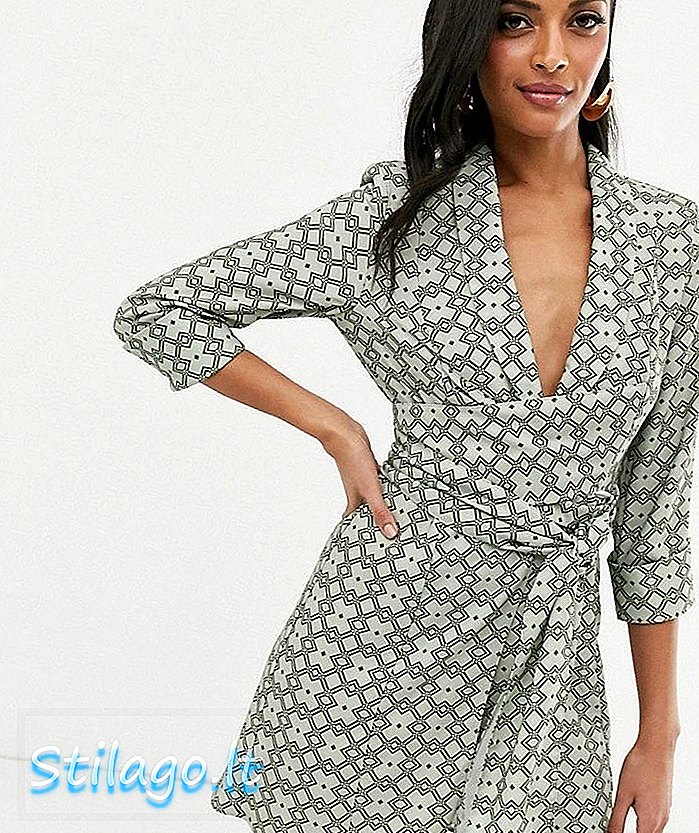 ASOS DESIGN - Mini robe smoking à manches froncées et imprimé monogramme - Multi