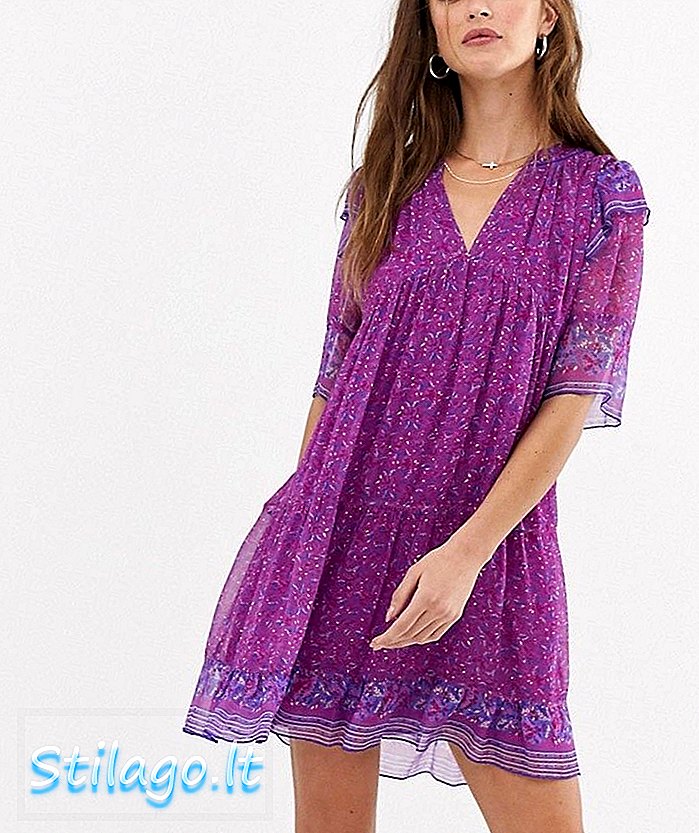 BA&SH Mini vestido Maggy em estampa floral-Roxo