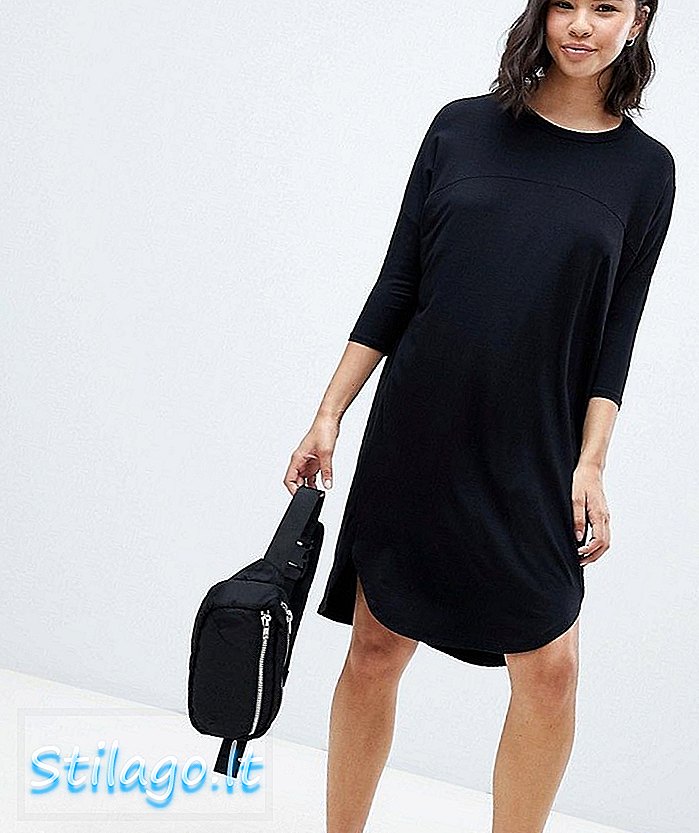 ASOS Oversize T-skjorte kjole med sømdetalj-svart