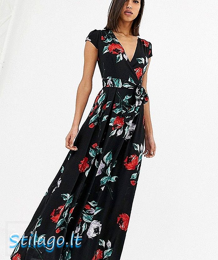 AX Paris midi floral φόρεμα-Μαύρο