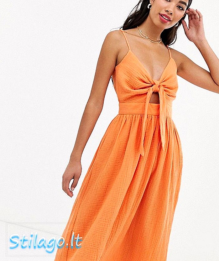 ربط Pimkie فستان الشمس الأمامي باللون البرتقالي