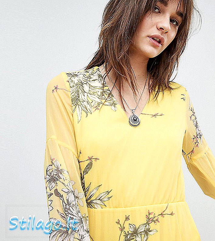व्हेरो मोदा लाँग स्लीव्ह फुलांचा मॅक्सी ड्रेस पिवळा