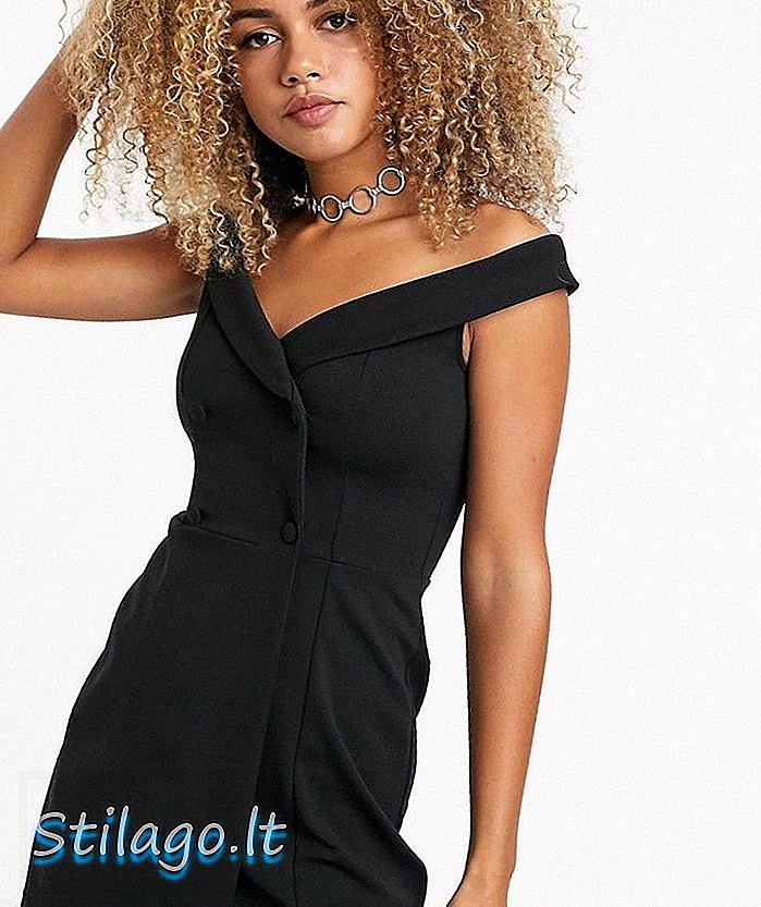Bershka bardot mini sukienka w kolorze czarnym