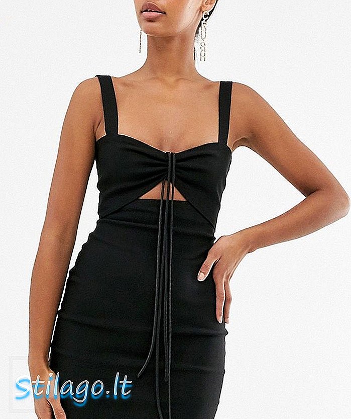 Seksuali „Vesper“ seksuali mini suknelė su ištemptu priekiu juodos spalvos
