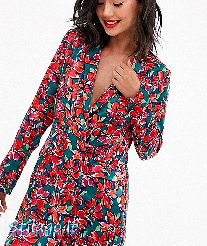 Λαμπερό φόρεμα σακάκι σε floral-Multi