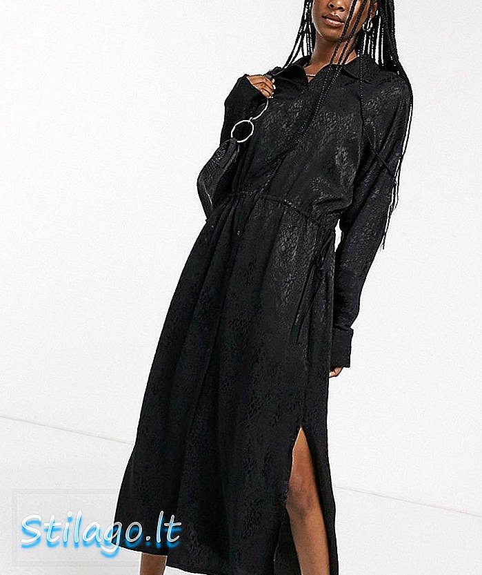 Жаккардовое платье-рубашка Weekday в цвете черный