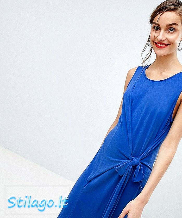नीले रंग में चयनित फेमे टाई कमर मिनी पोशाक