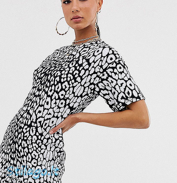 Боохоо ексклузивна хаљина од мајице кратких рукава у леопард принт-Мулти