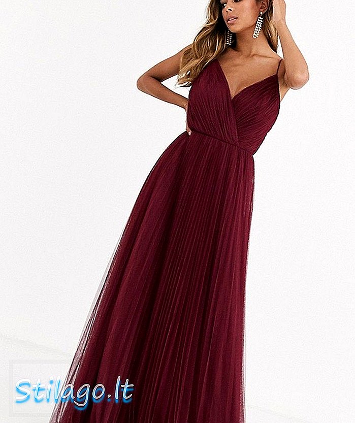 ASOS DISIGN Fuller Bust cami pleat tulle maxi dress-red