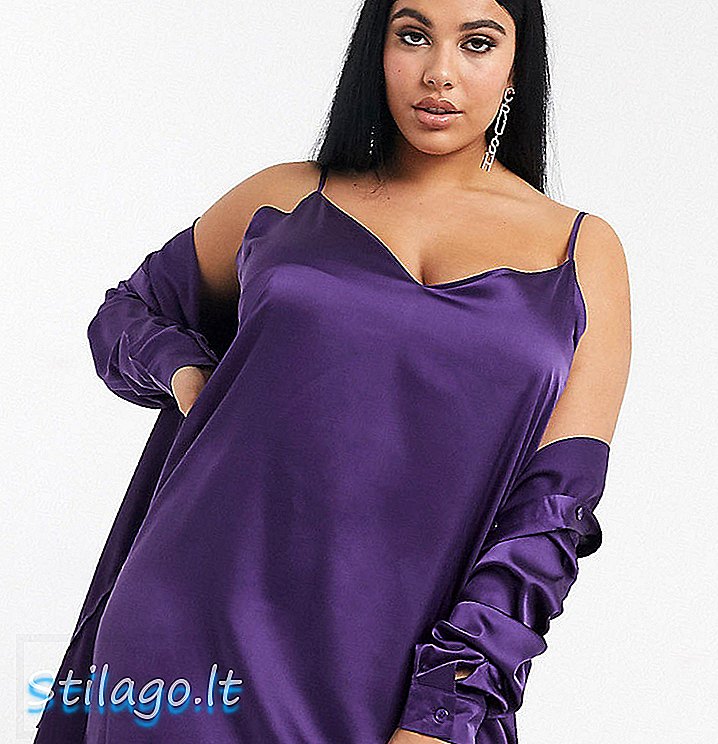 Gaun satin cami Missguided Plus dengan warna ungu