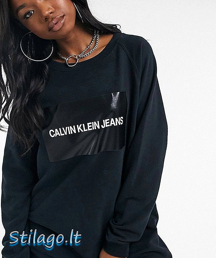 Calvin Klein Institutional box logo sweat dress-Negro