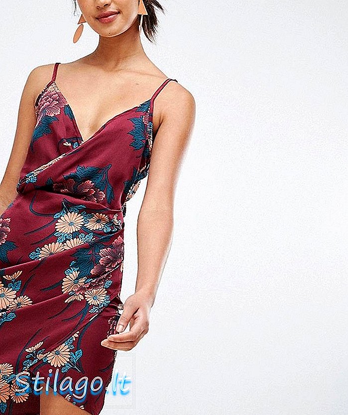 Pariser Cami-Kleid mit Blumendruck - Rot