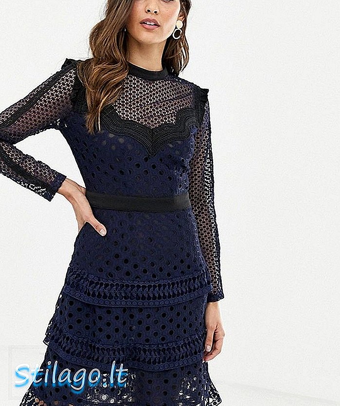 Rochie mini cu rochie lațată decupată de lazer Y.A.S