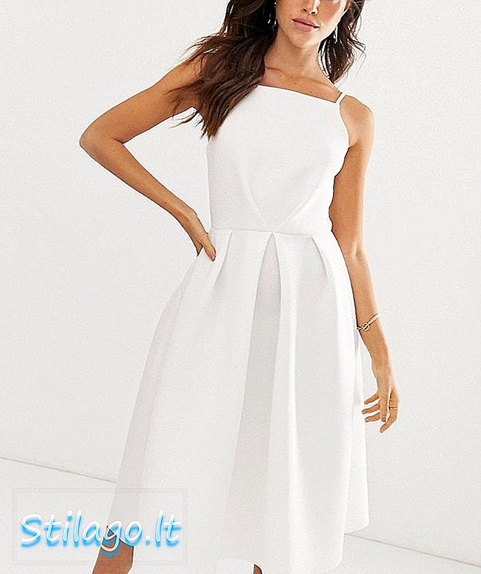 „ASOS DESIGN“ lanko nugaros midi suknelė-balta
