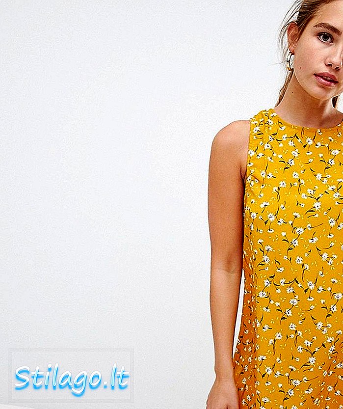 Ditsy फुलांचा-पिवळा मध्ये मोहक ड्रेस