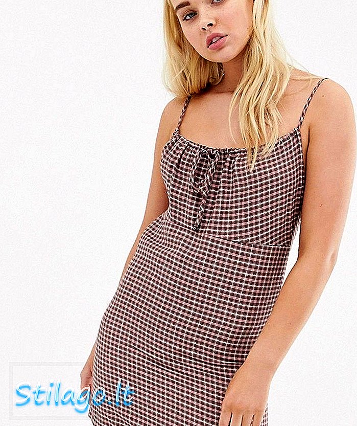 Pull & Bear pacific gingham cotton mini-Pink