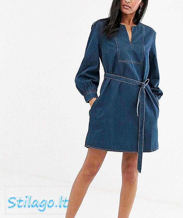 Γαλλικό μίνι φόρεμα τζιν σύνδεσης-Μπλε