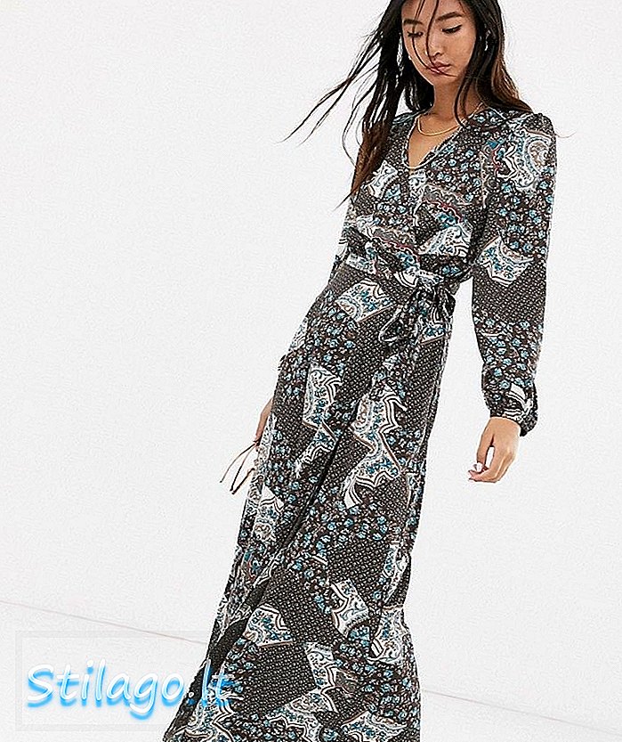 Tikai Paisley wrap maxi kleita-brūna