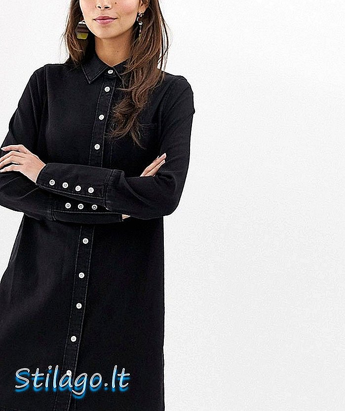 ASOS डिजाइन काले रंग में डेनिम शर्ट ड्रेस