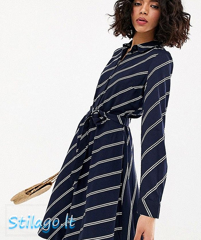 Vero Moda diagonal stripe shirt kjole-Navy
