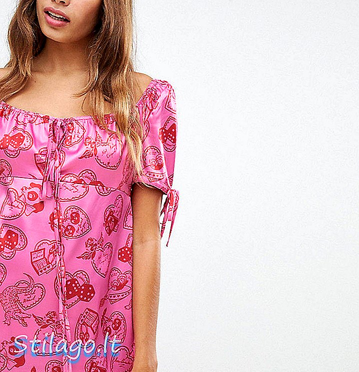 Cli Cli By Clio Peppiatt мини рокля с квадратен деколте в сърцевинен печат-розово