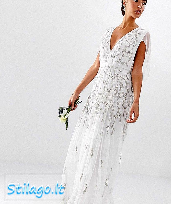 ASOS EDITION - Robe de mariée cape ornée - Blanc