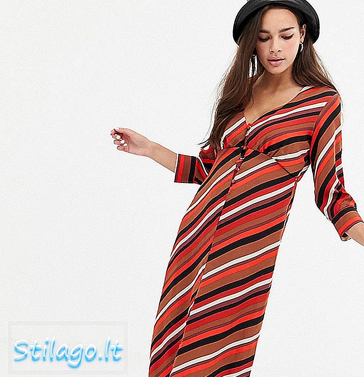 Bershka knapp foran stripe skjerf kjole i multi