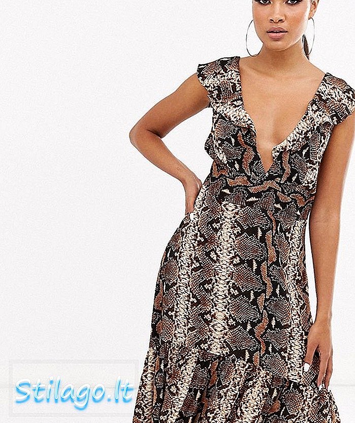 Vestido midi de River Island con estampado de serpiente-Multi