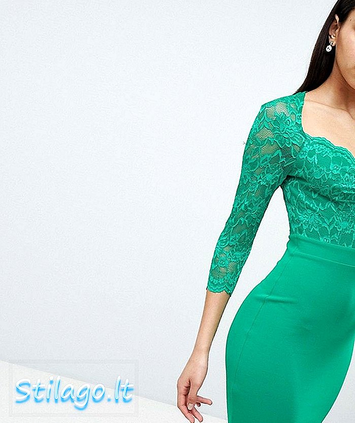 Сукня-міська плаття-боді 3/4 рукаву мереживо-зелене