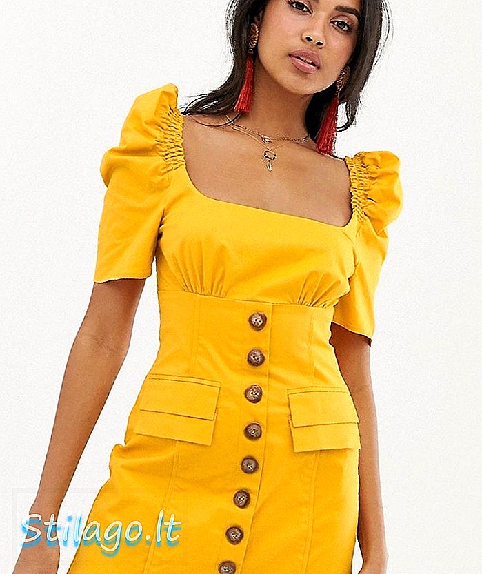 C / Meo Collective εγγραφείτε μίνι φόρεμα-Κίτρινο