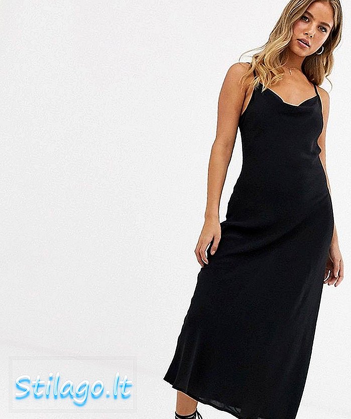 Vestido a media pierna con cuello vuelto negro de New Look