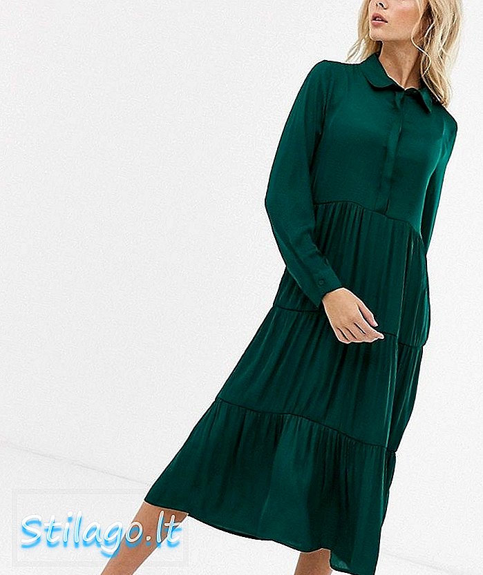 JDY lagd maxi skjorte kjole-grønn