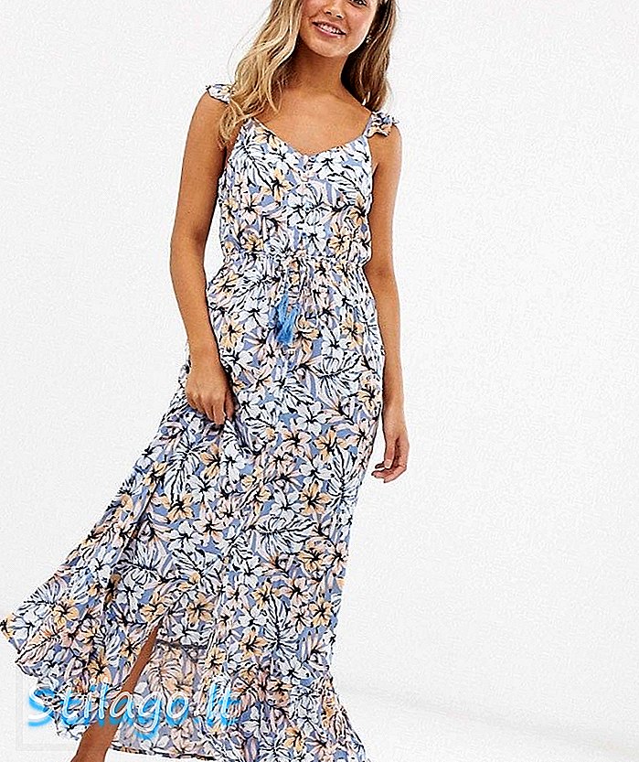 New look frill strap maxi φόρεμα με μπλε λουλούδια