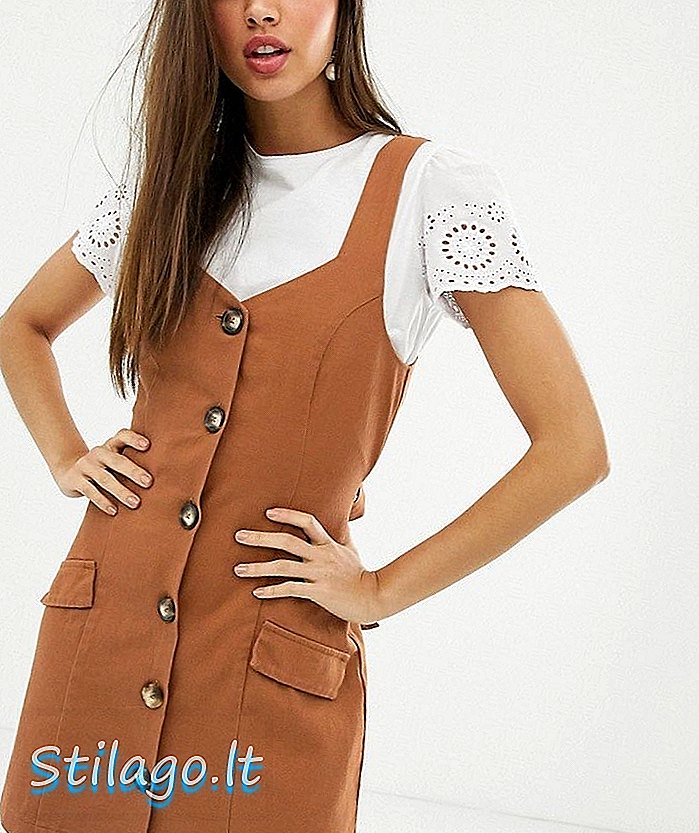 ASOS DESIGN džinsa pogas pinafore mini kleita rūsgani sarkanā krāsā