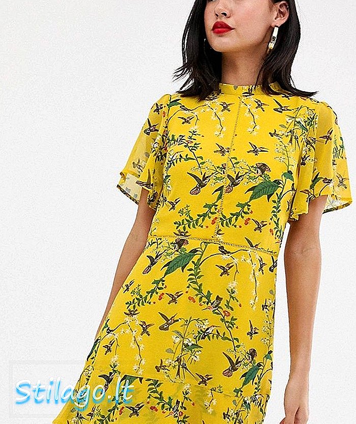 Φόρεμα σκέιτερ Oasis με ψηλό λαιμό σε κίτρινο-Multi