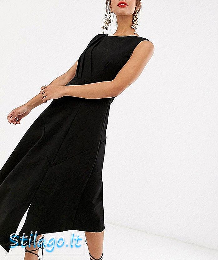 Closet London mouwloze midaxi midi-jurk met geribbelde zoom in zwart