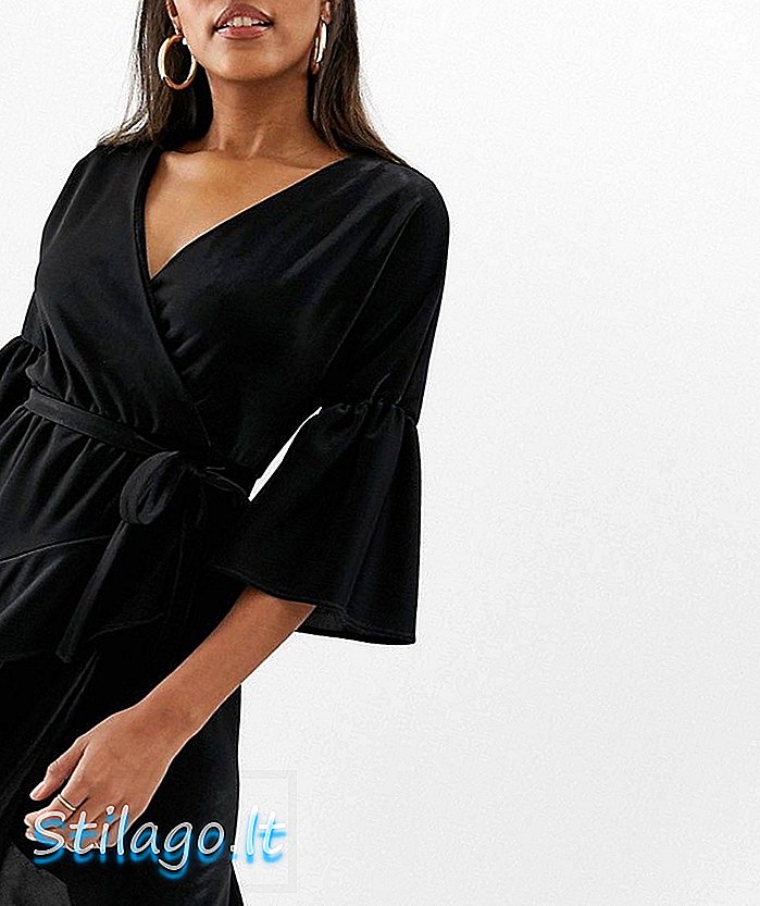 Sukienka mini z francuskim połyskującym jerseyem - Czarna