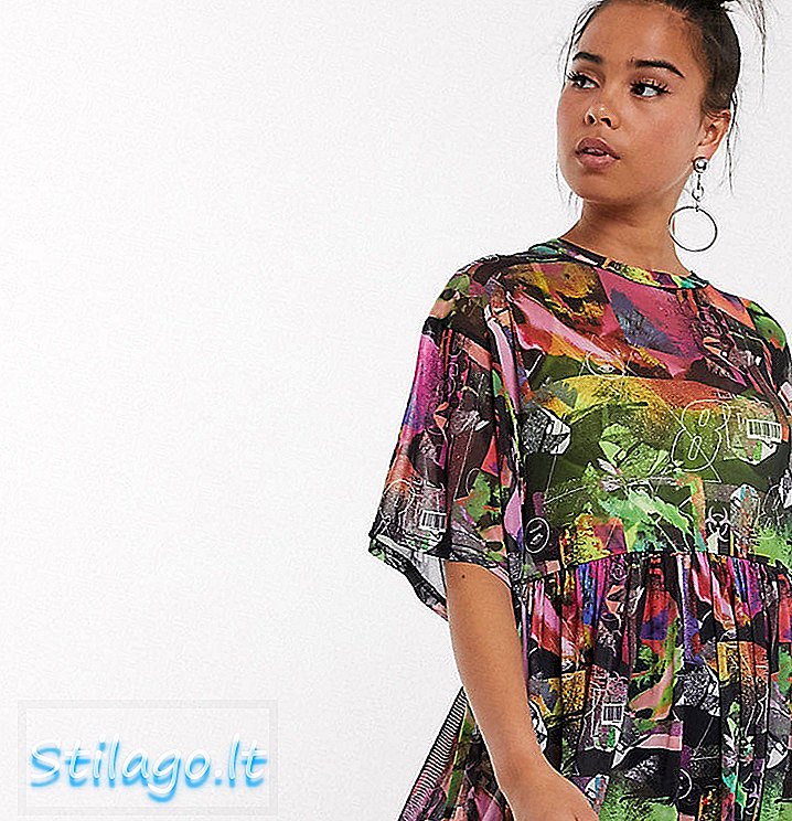 „COLLUSION“ fresha spausdinimo tinklelio spalvos rūbų mini suknelė - „Multi“
