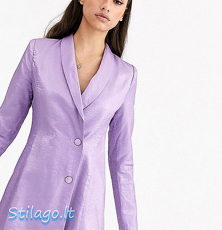 Vestido blazer de esmoquin de Fashion Union Tall en jacquard-Purple metalizado